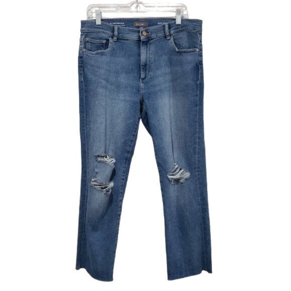 DL1961 Mara Instasculpt Straight Ankle Jean Size 32 Distressed Casual Fray Hem - Picture 1 of 14